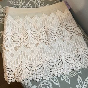 Tan / Cream and Lace mini skirt